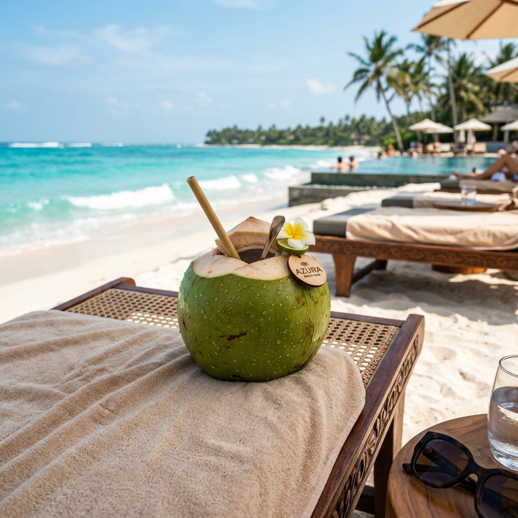 Água de Coco Gelada no Coco Selecionado Pedi Na Praia